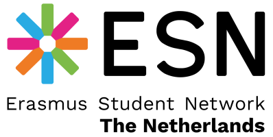 ESN logo with colorful star and text: Erasmus Student Network The Netherlands