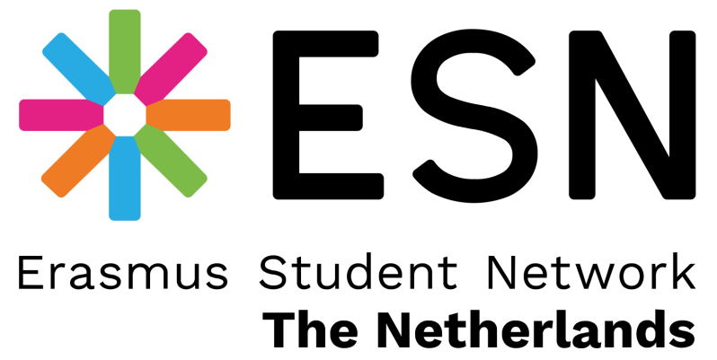 ESN logo with colorful star and text: Erasmus Student Network The Netherlands